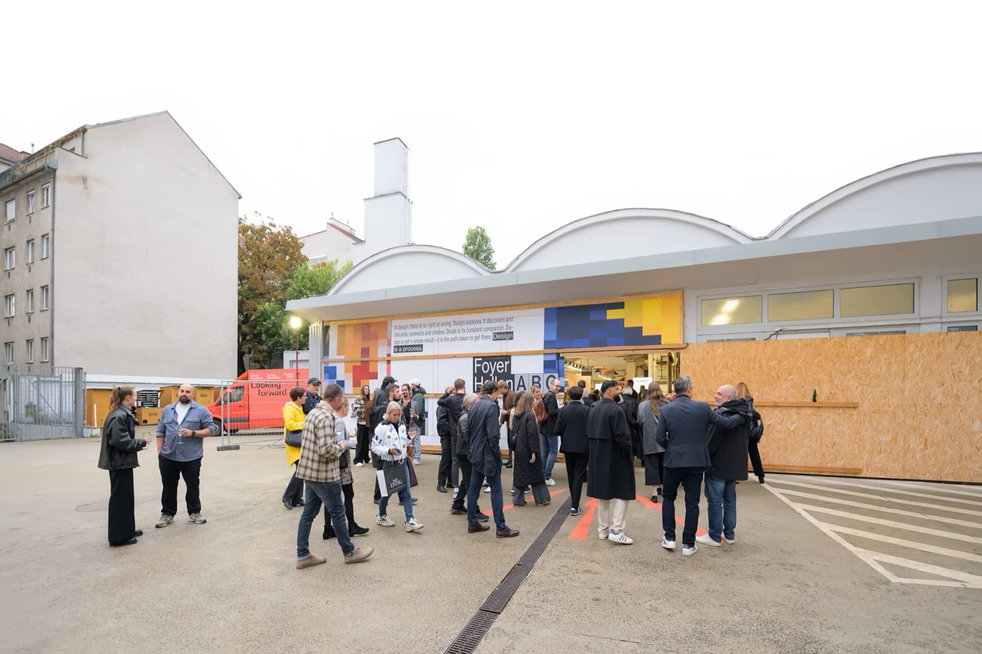 View onto the main hall from the festival quarter's courtyard.