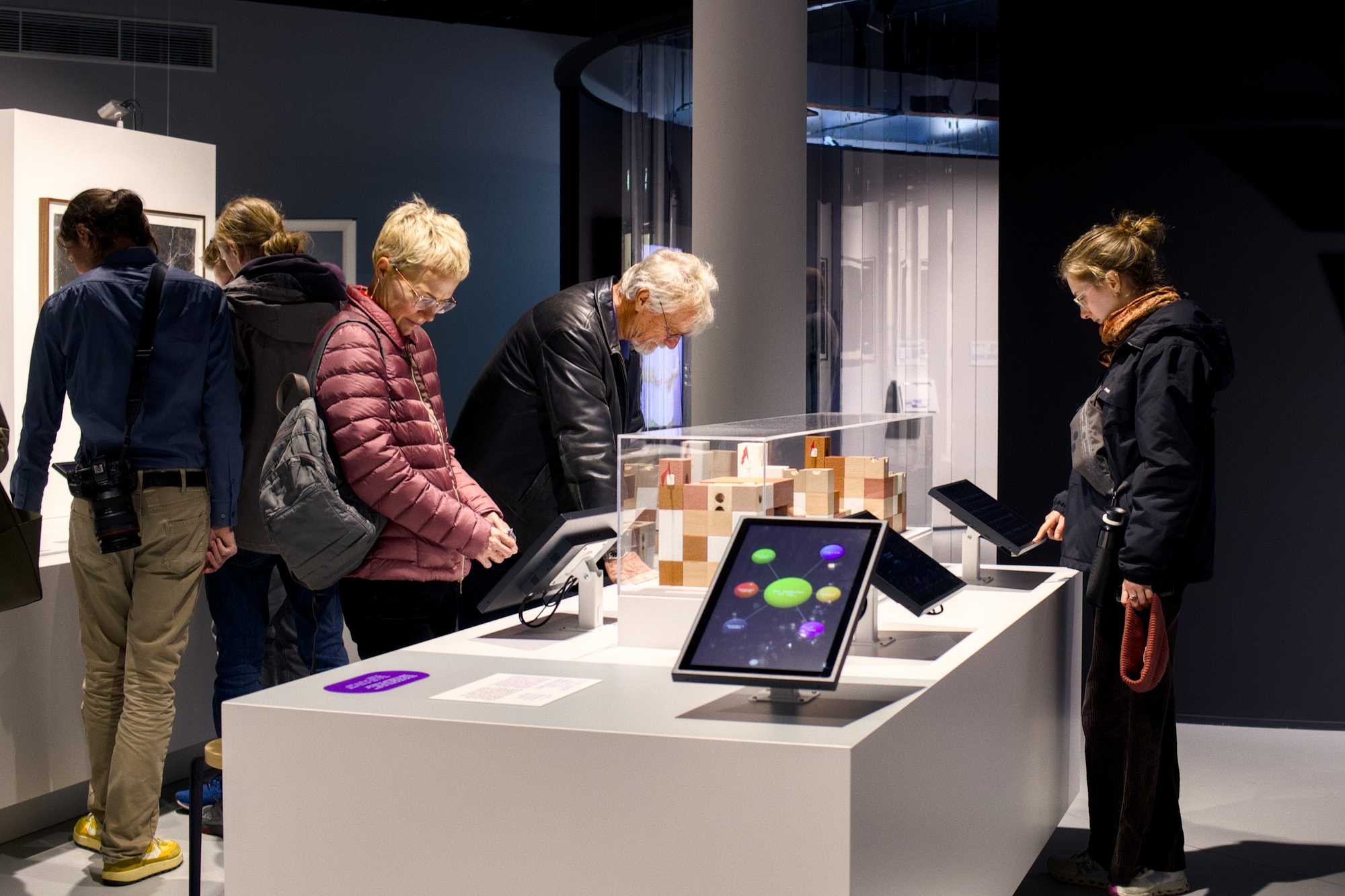 Interface showing generative grid patterns with scientific data