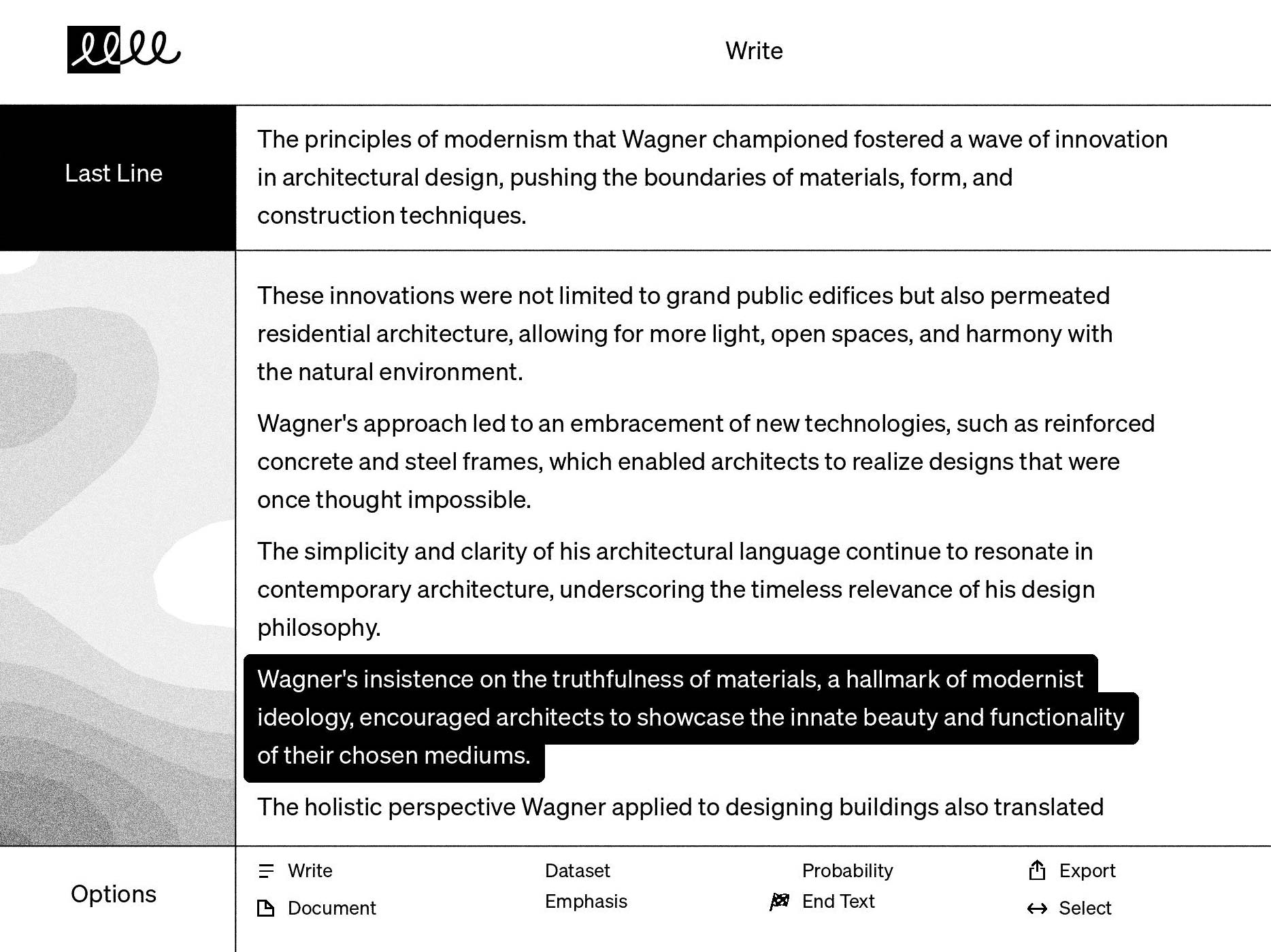 Large Language Writer Screenshot: Main Loop