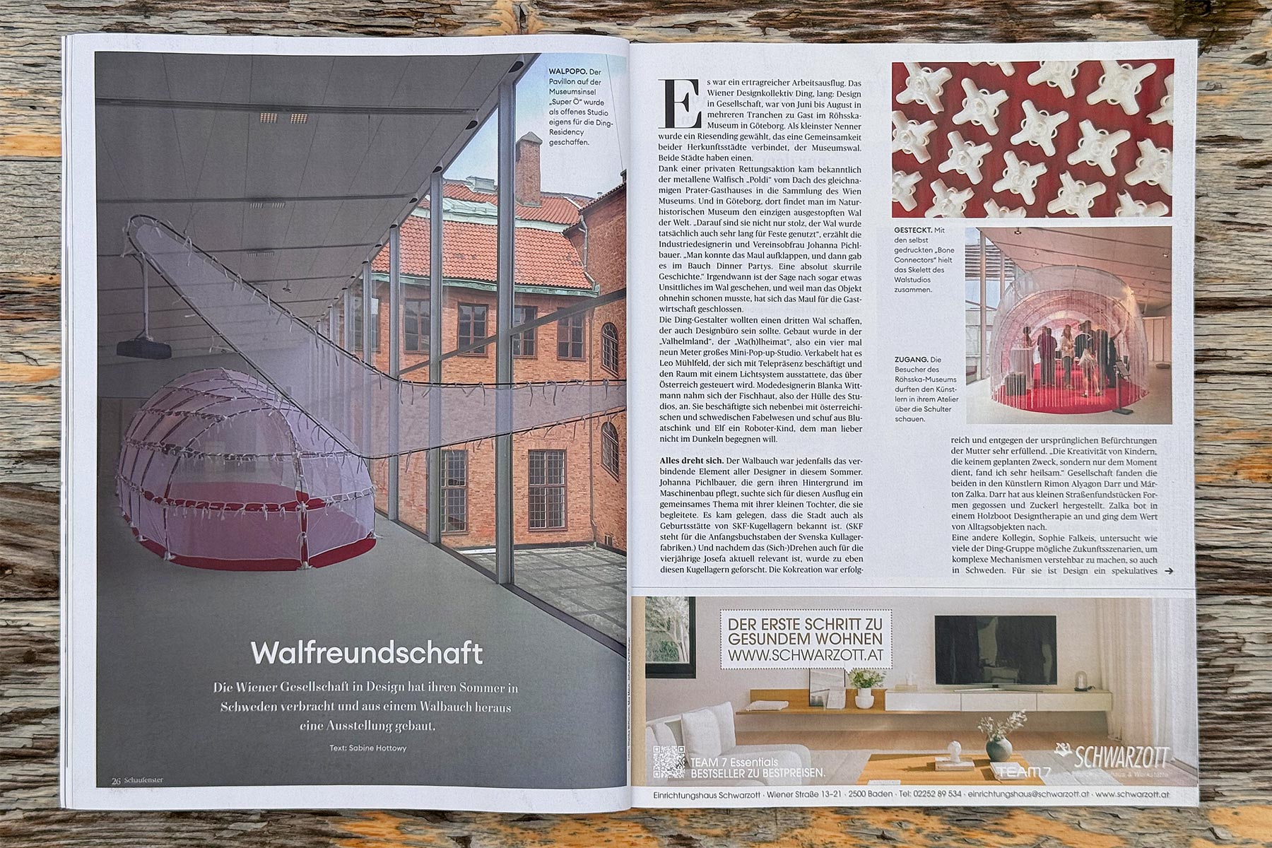 Top down view of news-report about the exhibtion