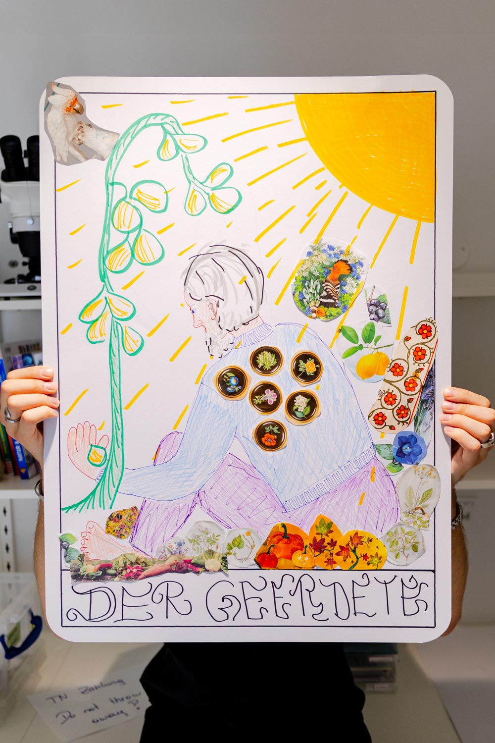 Photo of one of the big tarot card posters created during the workshop. This one is titled 