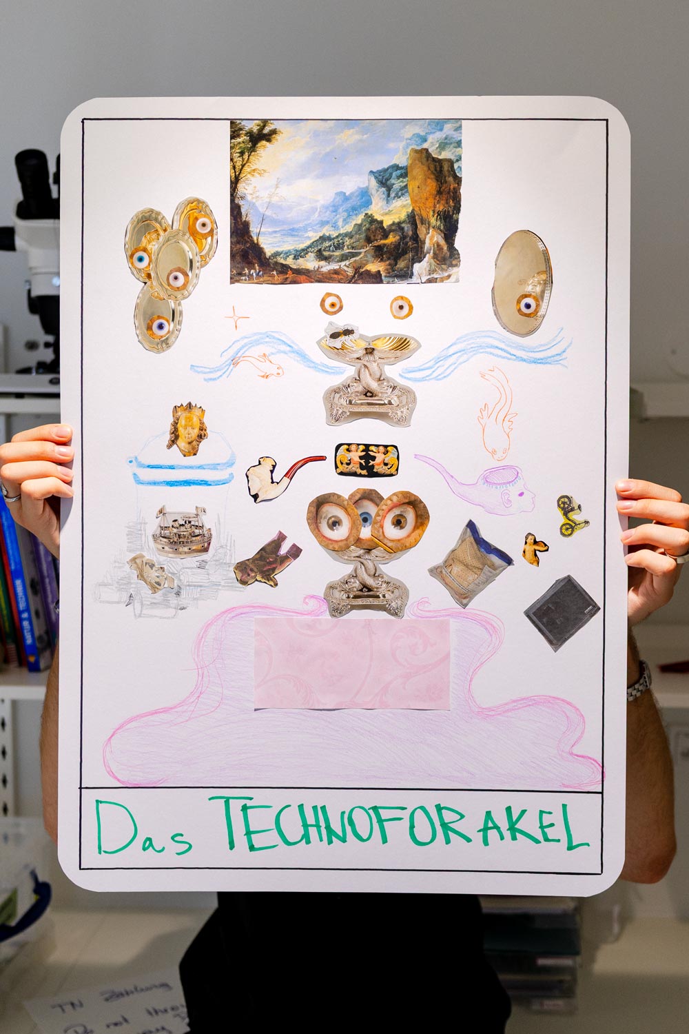 Photo of one of the big tarot card posters created during the workshop. This one is titled 